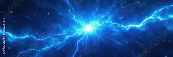 Fototapeta A powerful surge of vibrant, electric blue energy explodes outwards, radiating strength and dynamism Perfect for concepts of innovation, power, and limitless potential , limitless, explosion