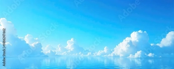 Fototapeta A serene view of a vibrant blue sky, unblemished by clouds, perfect for backgrounds or travel themes The deep azure hue conveys a sense of peace and tranquility , clear, travel