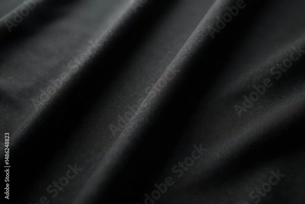 Fototapeta Close-up shot of a plain black shirt, soft fabric texture visible , simple, attire