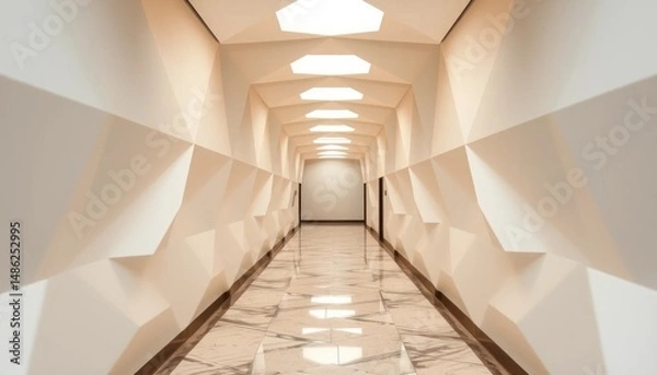 Obraz Modern architecture: Abstract hallway design with geometric wall pattern