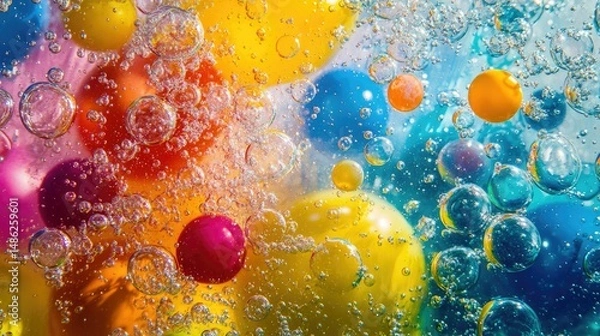 Obraz A vibrant assortment of water balloons in various shades of blue,