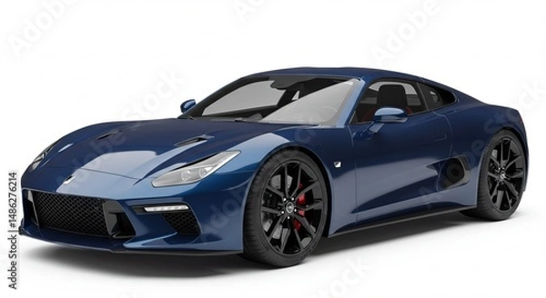 Fototapeta Sleek Dark Blue Sports Coupe High-Resolution Car Image, Perfect for Automotive Design, Advertising, and Editorial Use