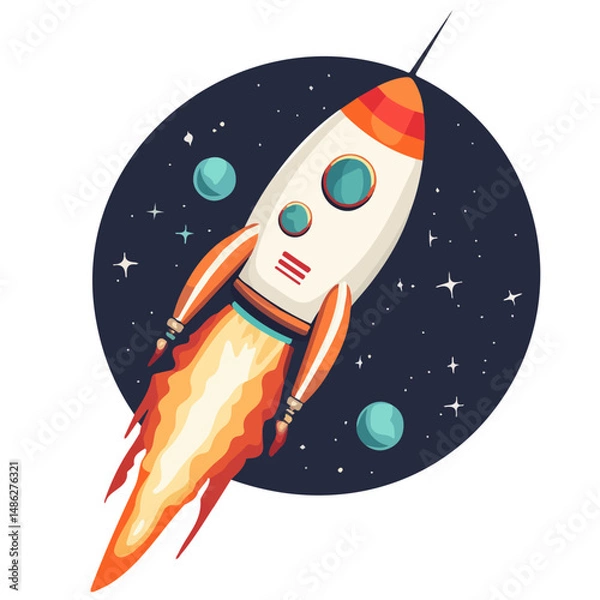 Obraz Zero Gravity 2D flat vector illustration, isolated on a white background.