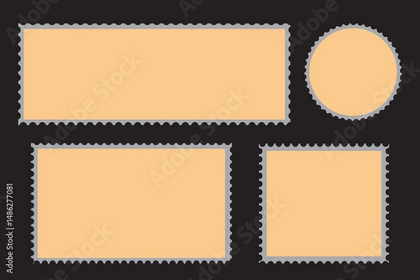 Fototapeta Empty postage stamp borders set vector illustration.