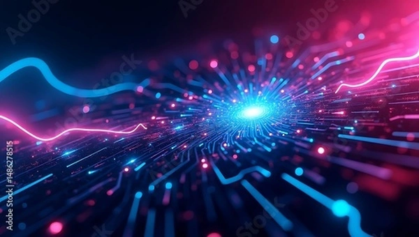 Fototapeta Abstract futuristic gaming background. Generative Ai.