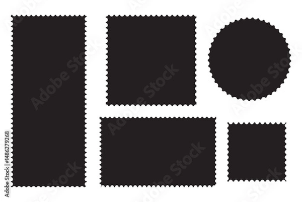 Obraz Empty postage stamp borders set vector illustration.