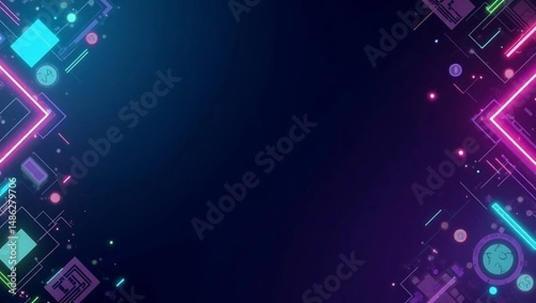 Fototapeta Abstract futuristic gaming background. Generative Ai.