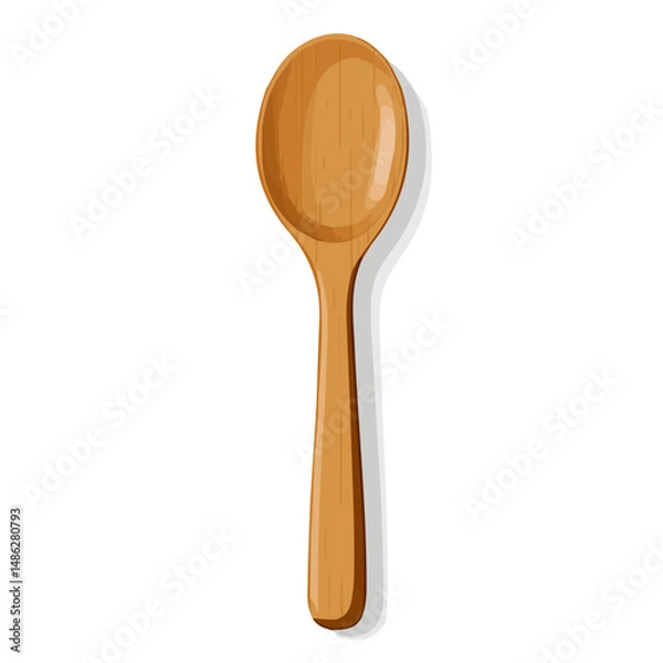 Obraz 2D flat vector illustration of Wooden Spoon, isolated on a white background.