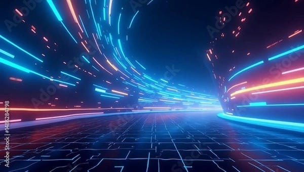 Fototapeta Abstract futuristic gaming background. Generative Ai.