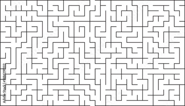 Fototapeta Complex Rectangular Maze Puzzle Paths, Walls, and a Solution