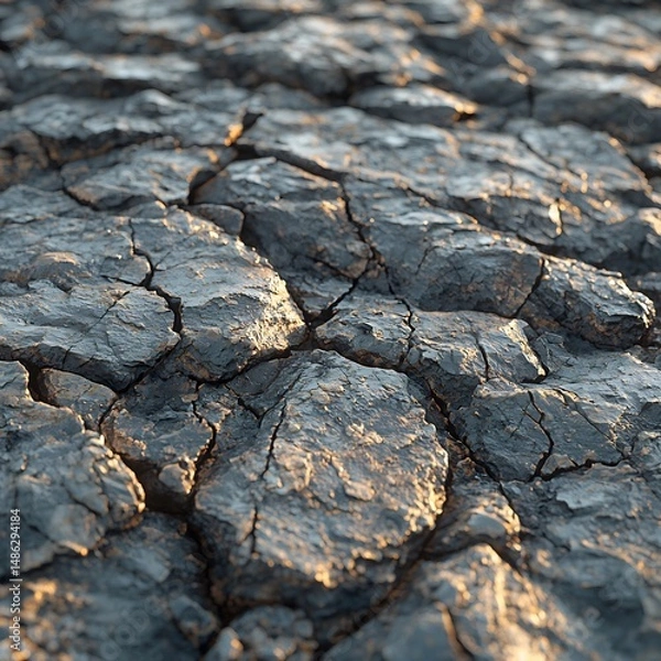 Obraz Macro rendering of asteroid surface texture regolith and fractures rocky micro details cracked geology realistic lighting and depth