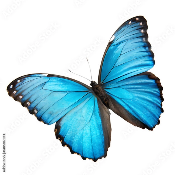 Fototapeta Vibrant Blue Morpho Butterfly on Transparent Background Isolated Insect High Resolution Image for Design Projects