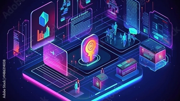 Obraz Isometric personal data protection