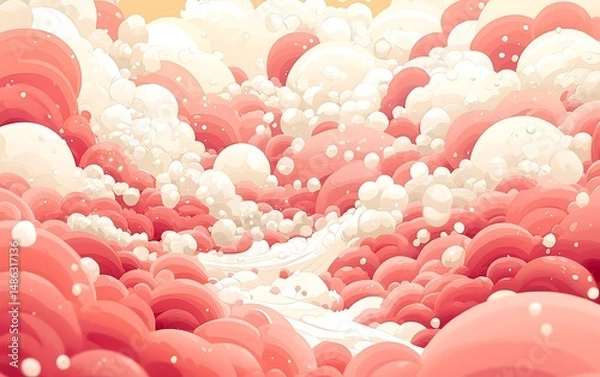 Obraz Abstract swirl of pink and white bubbles