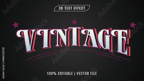 Fototapeta vintage editable 3d text effect template eps vector file