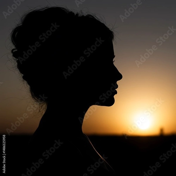 Obraz Sunset Silhouette: A Serene Farewell AI Generated