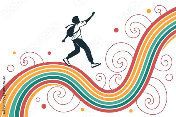 Fototapeta Abstract Lines with Color Gradient, Color gradient lines. Wavy rainbow gradient swirly shapes, colorful iridescent fluid dynamic Graphic Pattern.