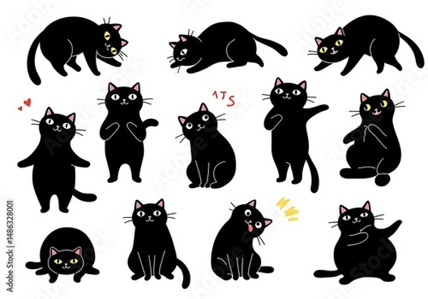 Obraz Midnight Moods: A Black Cat Collection AI Generated