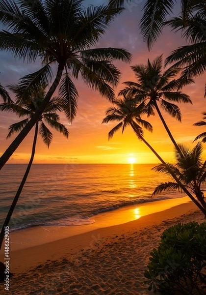 Obraz Golden Hour Palms AI Generated