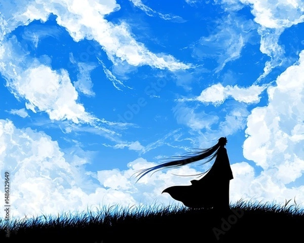 Obraz Silhouette figure in vast sky