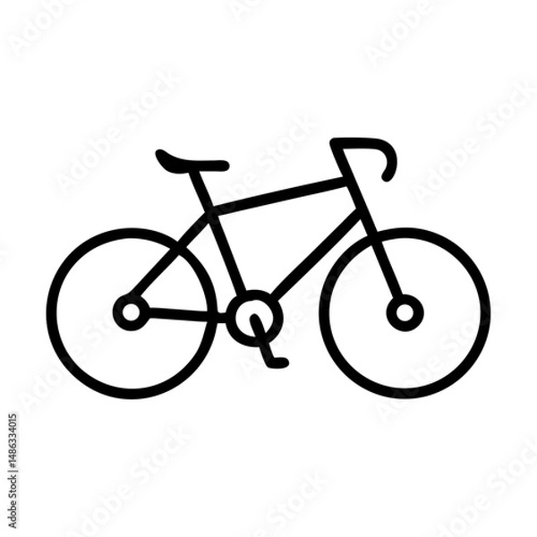Fototapeta Minimalist black outline vector icon of a bicycle, symbolizing transportation, sport, fitness, and eco-friendly travel in a clean and simple design.