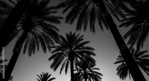 Obraz Twilight Palm Silhouettes AI Generated