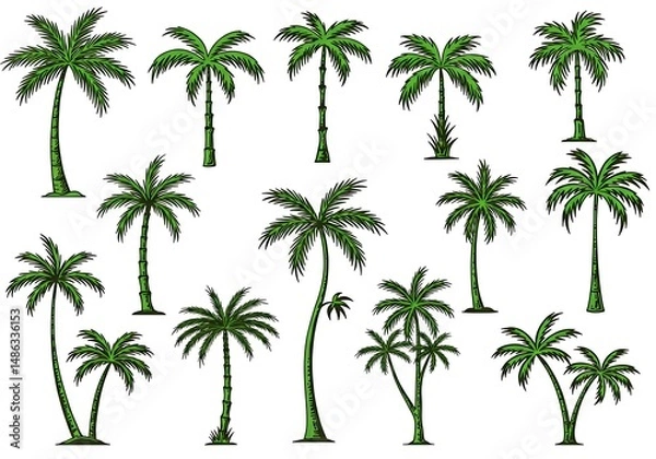 Obraz Palm Paradise: A Verdant Collection AI Generated