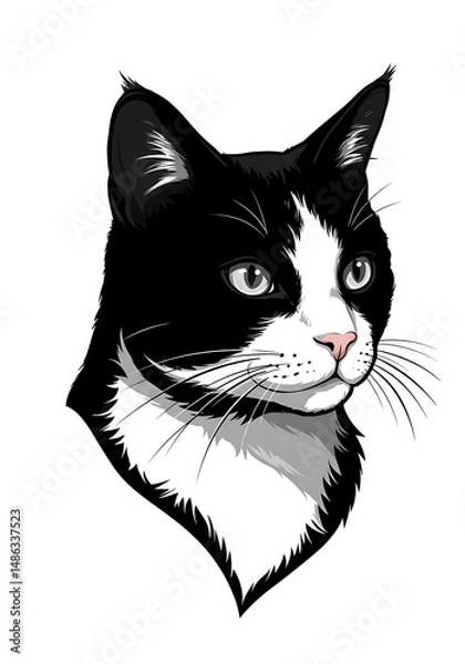 Obraz Midnight Muse: Tuxedo Cat Portrait AI Generated