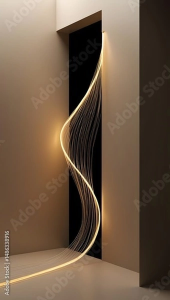Fototapeta A web of golden light weaving through deep space, representing creativity, connections, and career growth.2