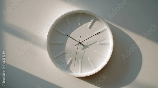Fototapeta Simple white wall clock in sunlight (1)