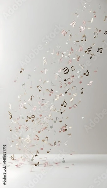 Fototapeta A chaotic explosion of color, shaped like scattered musical notes caught in a gust of wind.4