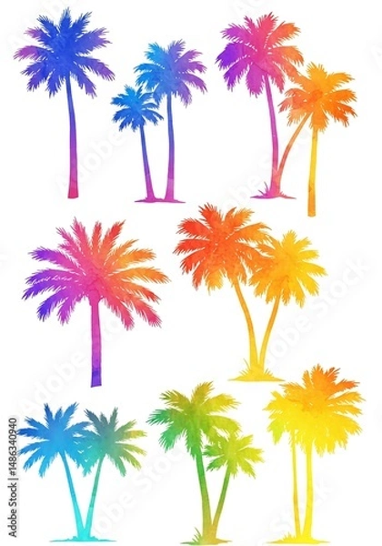 Obraz Rainbow Palmscape AI Generated