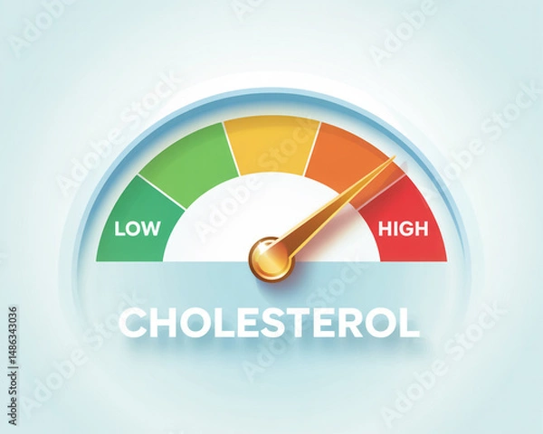 Fototapeta Cholesterol level gauge high risk indicator health