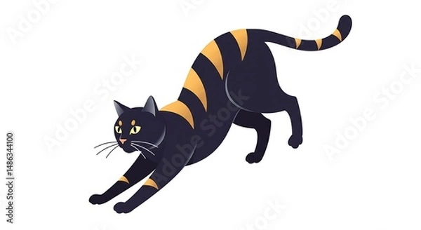 Obraz Amber Stripes, Midnight Prowl AI Generated