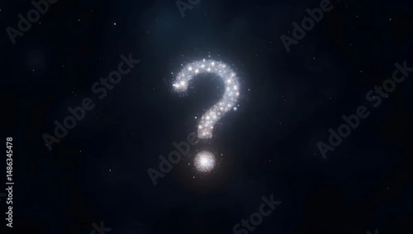 Obraz Celestial Enigma A Sparkling Question Mark in the Cosmos, Unveiling Mysteries of the Universe