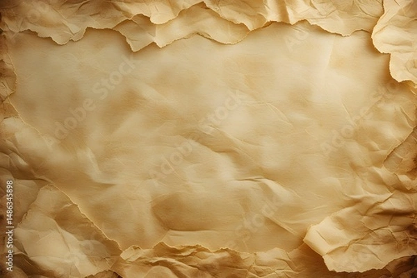 Obraz Vintage Paper Texture Wrinkled, Aged, Brown Background with Grunge, Distressed Design Elements for Antique, Retro Projects