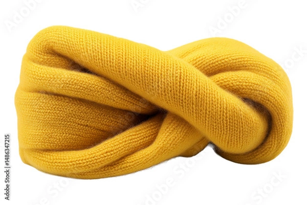 Obraz Knitted Yellow Wool Headband on Black, cut out transparent