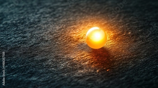 Fototapeta Luminous yellow sphere on dark textured surface abstract minimalist image