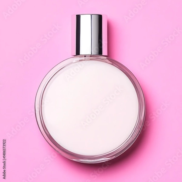 Obraz Aesthetic Perfume Bottle Showcase Against Vibrant Pink Background Design