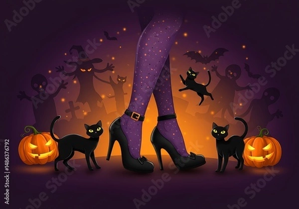 Obraz Midnight Masquerade of Cats AI Generated