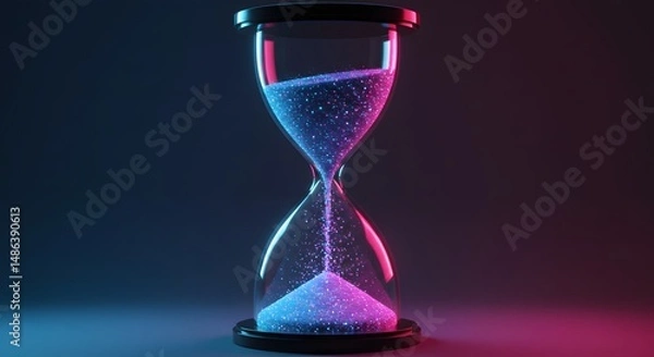 Obraz Hourglass with glowing sand on a dark background