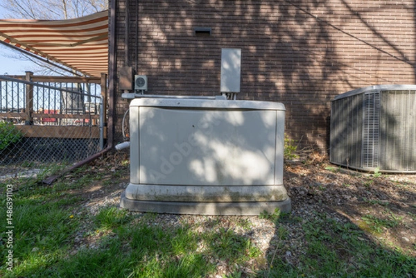 Fototapeta Residential generator has been professionally serviced and is ready to power your home