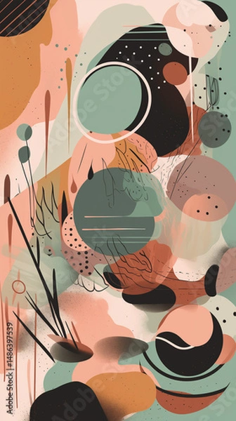 Obraz abstract social poster size designs , abstract colorful and black white lines painting