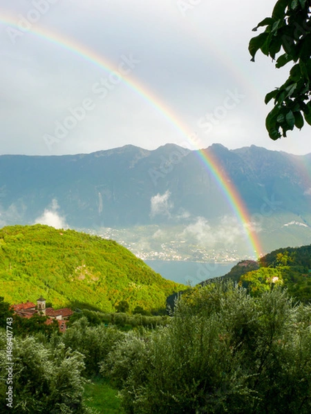 Obraz Rainbow over Priezzo, a district of Tremosine.
