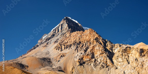 Obraz Panoramic view of the Yakwakang peak summit from Thorung high camp.