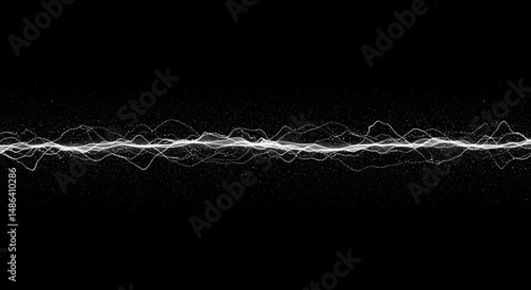 Obraz Abstract white wave of particles on black background