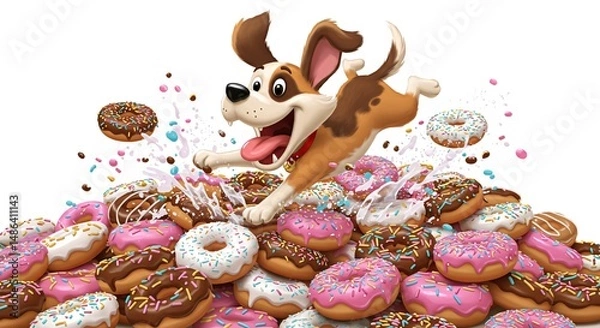Obraz Playful Puppy Paradise A Sweet Doughnut Dreamland for Man's Best Friend Happy Day