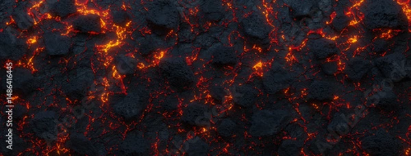 Fototapeta 3D Rendering of lava melting texture with magma and lava stones