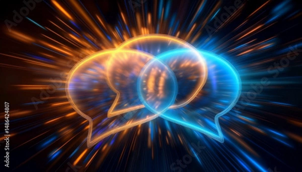 Fototapeta speech bubbles, digital communication, online messaging, chat interface, virtual conversation, communication symbol, user interaction, mobile messaging, social media icon, online chat, discussion conc