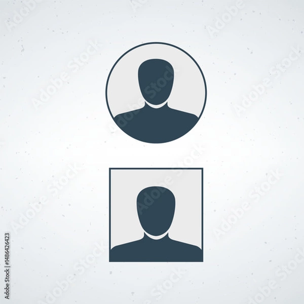 Obraz Minimal User Profile Icons in Circle and Square Outline Design